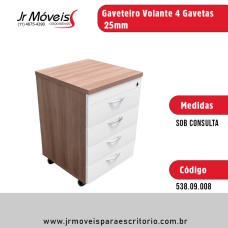 Gaveteiro Volante 4 Gavetas 25 Mm