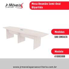 Mesa Reunião Semi-Oval Bipartida